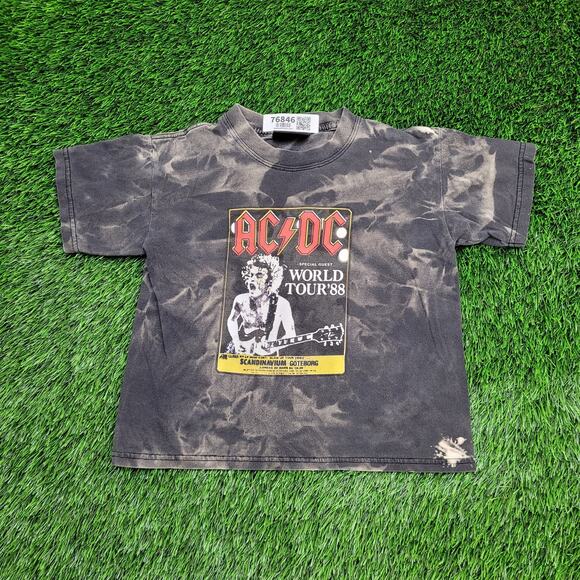 Vintage ACDC Crop-Top Shirt Womens XS 16x17 Faded Y2K - Picture 1 of 12